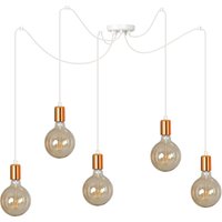 Pendelleuchte Kupfer Weiß Retro 5-flammig E27 Pendelleuchte Kupfer Weiß Retro 5-flammig E27 von Emibig