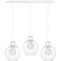 Pendelleuchte Weiß verstellbar Retro Metall Holz 3x E27 von Emibig