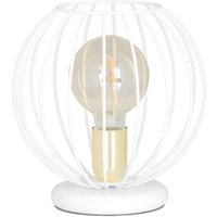 Tischlampe Weiß Metall rund 24 cm hoch Kugel Schirm E27 von Emibig