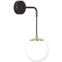 Wandlampe Glas Kugel Schirm Schwarz Weiß Modern E27 von Emibig