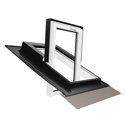 Emica - Kipp-Dachfenster aus Aluminium | Linie Habitat mit ESG-zertifizierter Verglasung | Innenraum aus Fichtenholz Farbe Weiß | Öffnung um 140° (66 x 118 cm Breite x Höhe) von Emica