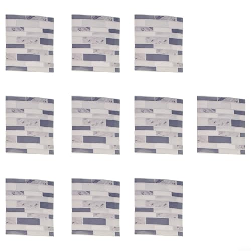 10 Stück entfernbare Vinyl-Fliesen, 10 cm x 10 cm, für Küchen- und Badezimmerwände oder Böden, hitze- und feuchtigkeitsbeständig für dekorative Verwendung (C) von Emiif