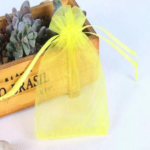 100 Stück Organza-Insektenschutzbeutel zum Schutz von Obst und Gemüse (gelb) von Emiif