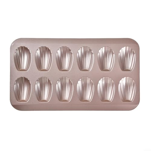 12 Mulden Edelstahl Kuchen Keksform Antihaft-Backformen für mühelose Mini-Dessert Kreation (Gold) von Emiif