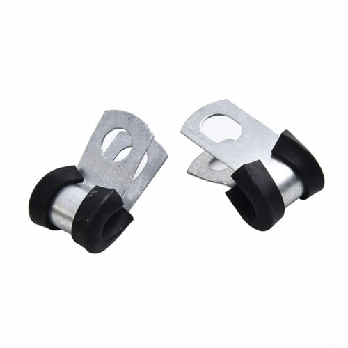 12 Stück Bremsleitungsclips Zinkmetall P-Clips mit Gummiauskleidung für 3/16 (4 7 mm) Rohre, entworfen zur Sicherung von Bremsschläuchen am Fahrzeugchassis mit verstärkten Befestigungslöchern von Emiif
