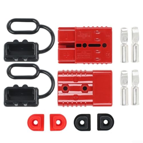 2 Stück 120 A 600 V Batterie Schnellverbindung/Trennen für Anderson Stecker Kabelklemme Batterie-Stromanschluss mit Abdeckung (rot) von Emiif