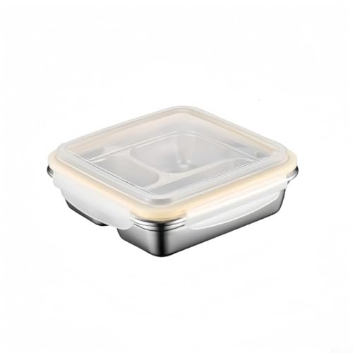 304 Edelstahl-Lebensmittelbehälter mit auslaufsicheren Deckeln und 2 Fächern unterteilte Lunchbox für Snacks und Mahlzeiten (1200 ml) von Emiif
