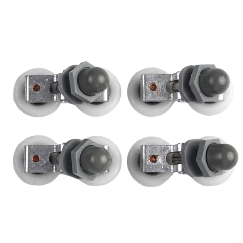 4 x Doppelrollen für Duschtüren mit Nylon- und Aluminiumlegierung für reibungsloses und leises Gleiten, passend für gebogene und viereckige Duschtüren (27 mm) von Emiif
