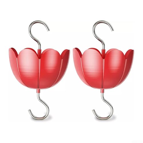 Ameisengräberhaken für Kolibri-Futterspender 2er Set stabile Metallschutzgitter mit eleganter Blumenform (rot) von Emiif