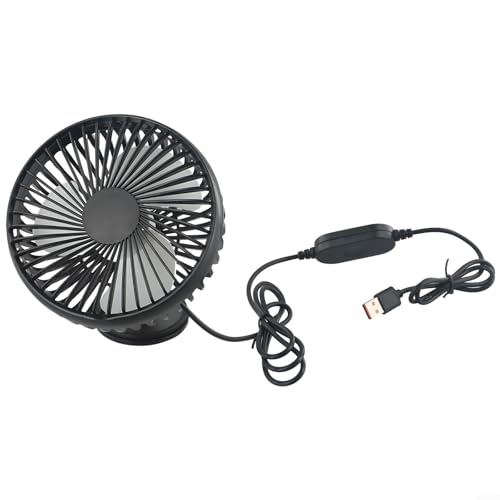 Auto-Armaturenbrett-USB-Ventilator mit verstellbarem Winkel, 3 Geschwindigkeiten, Mini-Ventilator für verbesserte Luftzirkulation in Autos, Häusern und Büros (Saugnapf) von Emiif