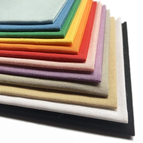 Baumwoll-Patchwork-Stoff-Kollektion, ideal für DIY-Projekte, einschließlich Puppenkleidung, Kissen und Steppdecken, 12 Farben (25 x 25 cm) von Emiif