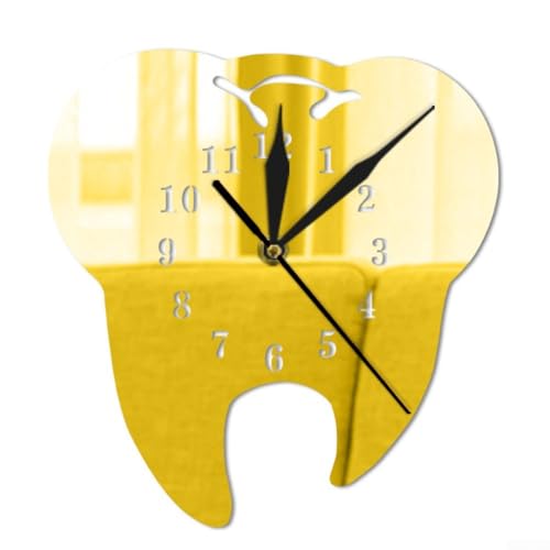 Dekorative Zahnspiegel-Wanduhr aus Acryl zur Verschönerung Ihres Wohnraums (Gold) von Emiif