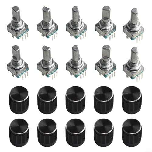 EC11 Drehgeber, ergonomisches Design mit reibungslosem Betrieb, für Elektronikprojekte (Halbschaft 20 mm), 10 Stück von Emiif