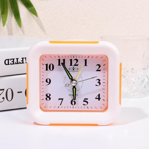 Effizienter geräuschloser Wecker mit Nachtlicht, perfekt für Zuhause oder Büro Dekor (Orange) von Emiif