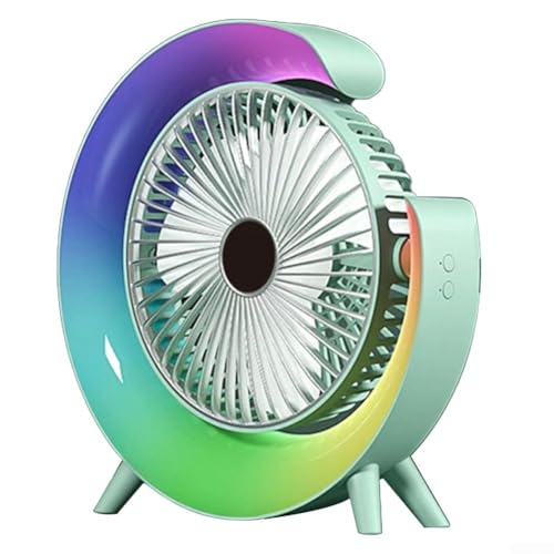 Elektrischer tragbarer Ventilator mit leisem Betrieb, einstellbarem Luftstrom und multifunktionaler LED für Camper und Büroangestellte (grün) von Emiif