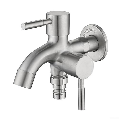 Emiif 1/5.1 cm Doppelhahn Wasserhahn Garten Wasserhahn Doppelauslauf für Gärten Hof Balkon Mops Badezimmer Küche Garage Lager Auslaufsichere Konstruktion spart Wasser von Emiif
