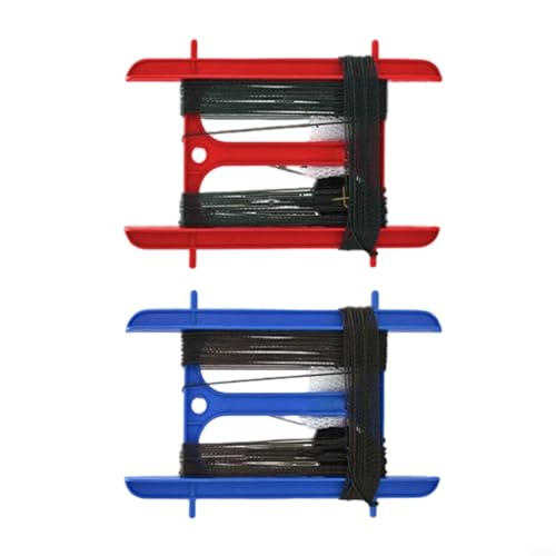 Emiif 2-teiliges Krabben-Handleinen-Set mit 13 m Seil-Ködertasche, Gewichts-Gegengewicht für Krabbenangeln, tragbare Strand-Pier-Nylon(rot+blau) von Emiif