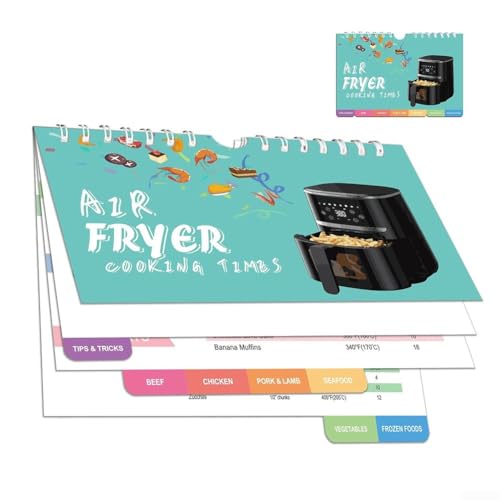 Emiif Air Fryer Spickzettel, magnetisches Rezept-Kochbuch, 21,6 x 14 cm, Heißluftfritteuse, Kochanleitung, magnetischer Kalender für Kühlschrank von Emiif