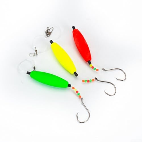 Emiif Angelposen-Set mit EVA-Schaumstoff-Schwimmverbindern, leuchtenden Perlen für Anziehungskraft bei schlechten Lichtverhältnissen und starken Haken für zuverlässige Hakensets (6 Stück) von Emiif