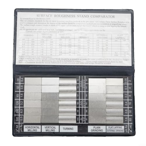 Emiif Außenrauheitsvergleich Musterblock-Set 30 Stück Ra0,05-12,5 mm Inspektionslehre für CNC-Metallbearbeitung Fertigungsoberflächen Prüfung von Emiif
