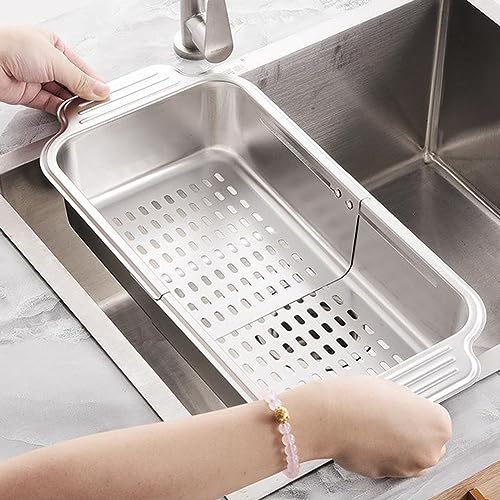 Emiif Edelstahl Einziehbare Küche Spüle Korb Küche Über Die Spüle Regale 44,5 cm Rack Zubehör Gemüse Obst Abtropfkorb Emiif Edelstahl Einziehbare Küche Spüle Korb Küche Über Die Spüle Regale 44,5 cm Rack Zubehör Gemüse Obst Abtropfkorb von Emiif