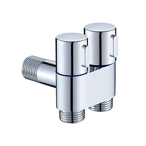 Emiif G1/2 2.5 cm Two Out Double Control Waschmaschine Wasserhahn WC Drei-Wege-Füllwinkel Ventil Doppelsteuerung Winkelventil von Emiif