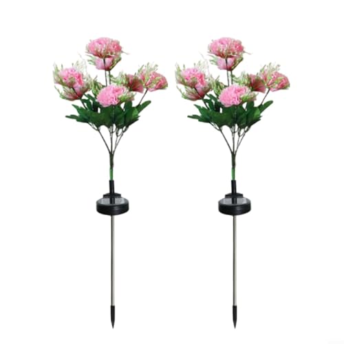 Emiif Gartenleuchte mit Nelke, wasserdicht, IP65, 70 cm, LED-Heringe für den Außenbereich, Terrasse, Wege, Rasen, Dekoration, 2 Stück (Rosa) von Emiif