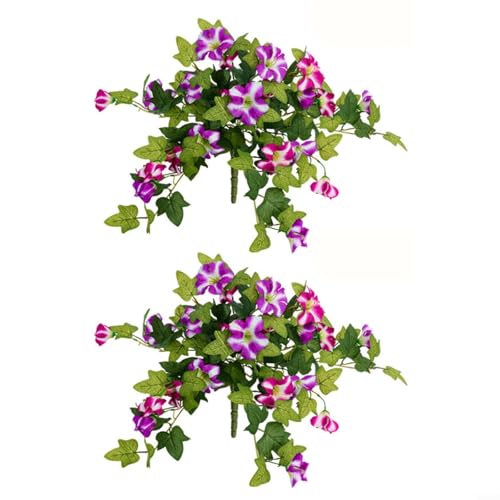 Emiif Künstliche Petunie, Seidenblumen, Frühlingspflanzen, für den Innen- und Außenbereich, dekoratives Blumenarrangement für Garten, Balkon, 63,5 cm (lila) von Emiif