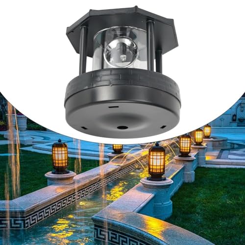 Emiif LED 360 Grad Rotierenden Solar Leuchtturm Garten Rasen Licht Outdoor Garten IP44 Wasserdichte Straßenlaterne Schwarz von Emiif