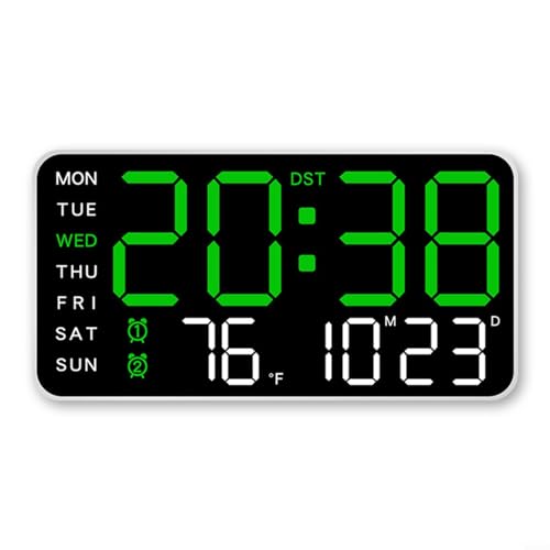 Emiif LED-Digitaluhr mit Temperaturanzeige, Wandmontage, Schreibtischuhr mit Sprachsteuerung und 5 Helligkeitsstufen (A) von Emiif