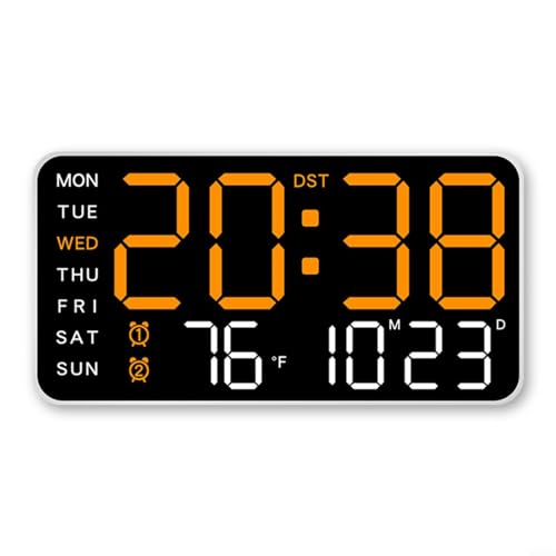 Emiif LED-Digitaluhr mit Temperaturanzeige, Wandmontage, Schreibtischuhr mit Sprachsteuerung und 5 Helligkeitsstufen (B) von Emiif