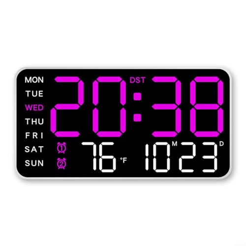 Emiif LED-Digitaluhr mit Temperaturanzeige, Wandmontage, Schreibtischuhr mit Sprachsteuerung und 5 Helligkeitsstufen (C) von Emiif