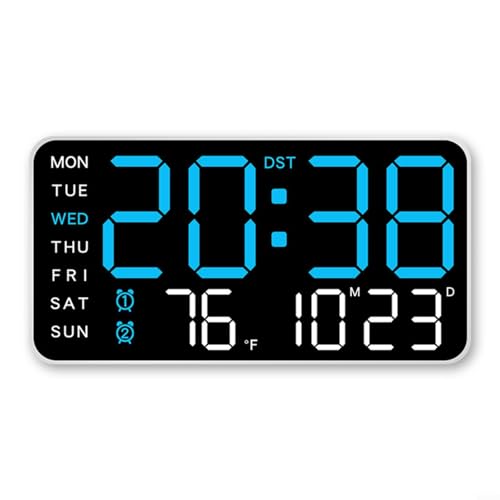 Emiif LED-Digitaluhr mit Temperaturanzeige, Wandmontage, Schreibtischuhr mit Sprachsteuerung und 5 Helligkeitsstufen (D) von Emiif
