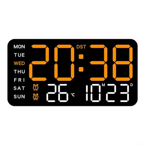 Emiif LED-Digitaluhr mit Temperaturanzeige, Wandmontage, Schreibtischuhr mit Sprachsteuerung und 5 Helligkeitsstufen (F) von Emiif
