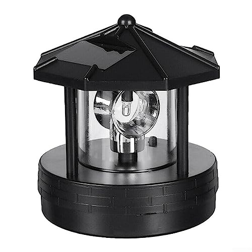 Emiif LED Solarbetriebener Leuchtturm, wasserdicht 360 Grad rotierender Lampe, solar-leuchtturm Dekorative Lampe für den Außenbereich, Garten, Weg, Schwarz von Emiif