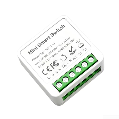 Emiif Mini Smart WiFi Relais Schalter, DIY Timer Lichtschalter Modul Smart Life/Tuya App, Drahtlose Fernbedienung von Emiif