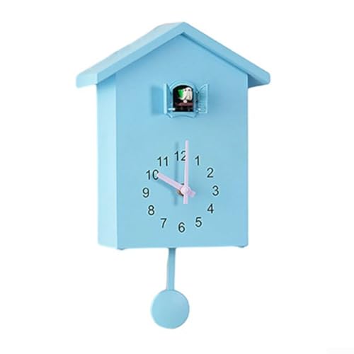 Emiif Moderne Kuckucksuhr, Chalet-Stil Birdhouse Wanduhr Kuckucksuhr Aus Dem Fenster, Kleiner Vogelstunden Uhr Für Zuhause Wohnzimmer Küche Büro Dekor(Blue) von Emiif