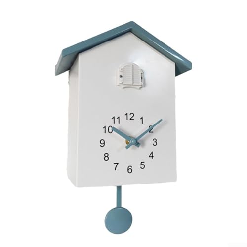 Emiif Moderne Kuckucksuhr, Chalet-Stil Birdhouse Wanduhr Kuckucksuhr Aus Dem Fenster, Kleiner Vogelstunden Uhr Für Zuhause Wohnzimmer Küche Büro Dekor(White+Grey) von Emiif