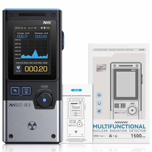 Emiif Nuklearstrahlungsdetektor, elektromagnetisches Feldmessgerät für GC-03, 6,1 cm Display, Echtzeit-Überwachungszähler mit Lichtvibrations-Alarm(schwarz) von Emiif