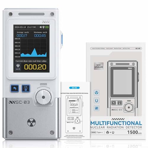 Emiif Nuklearstrahlungsdetektor, elektromagnetisches Feldmessgerät für GC-03, 6,1 cm Display, Echtzeit-Überwachungszähler mit Lichtvibrations-Alarm (weiß) von Emiif