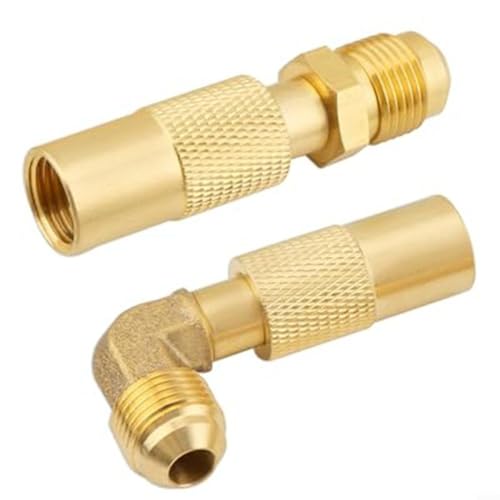 Emiif Propangas-Messing-Adapter-Armaturen, 2-teiliges Set, Winkel- und gerade Anschlüsse für 43,2 cm (17 Zoll) 55,9 cm Tischplatten und Tischöfen von Emiif