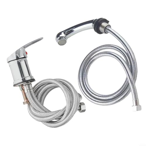 Emiif Salon Friseur Mischbatterie Spültischarmatur mit Chrom Einhandgriff und herausziehbarem Sprühkopf, 120 cm Schlauch, Hochdruckarmatur für Shampoo-Bett, Friseurstation Emiif Salon Friseur Mischbatterie Spültischarmatur mit Chrom Einhandgriff und herausziehbarem Sprühkopf, 120 cm Schlauch, Hochdruckarmatur für Shampoo-Bett, Friseurstation von Emiif
