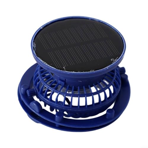 Emiif Tragbarer Solar-USB-Ventilator-Hut-Aufsatz, 180–360 Grad drehbares Kühlgerät für Angeln und Outdoor-Aktivitäten (dunkelblau) von Emiif