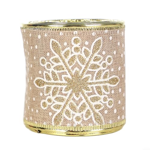 Emiif Weihnachts-Geschenkband, 6 m, rustikales Leinenimitat, Weihnachtsband, Rolle, Bastelbänder für DIY Verpackung, Baum, Kranz, Dekoration, Hochzeit, Party (B) von Emiif