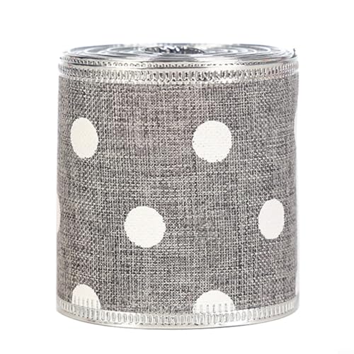 Emiif Weihnachts-Geschenkband, 6 m, rustikales Leinenimitat, Weihnachtsband, Rolle, Bastelbänder für DIY Verpackung, Baum, Kranz, Dekoration, Hochzeit, Party (D) von Emiif