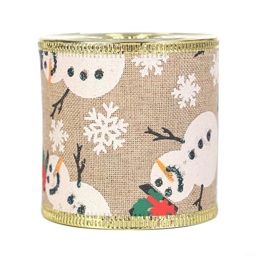 Emiif Weihnachtsband, 6 m, rustikales Leinenimitat, Weihnachtsband, Rolle, Bastelbänder für DIY Verpackung, Baum, Kranz, Dekoration, Hochzeit, Party (C) von Emiif