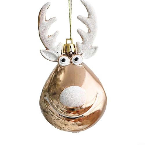 Emiif Weihnachtskugel-Ornamente, Elch, bruchsicher, hängende Kugeln, dekorativer Weihnachtsbaumschmuck, Hängeanhänger, Heimdekoration für Urlaub, Hochzeit (Gold M) von Emiif