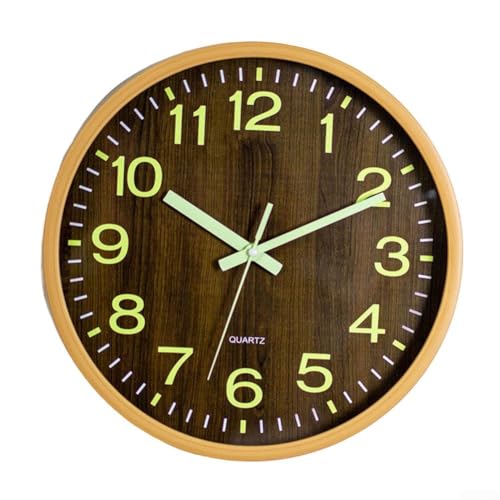 Funktionelle 30 cm leuchtende digitale Wanduhr mit lautlosem Sweep-Uhrwerk und eleganter Holzmaserung (A) von Emiif