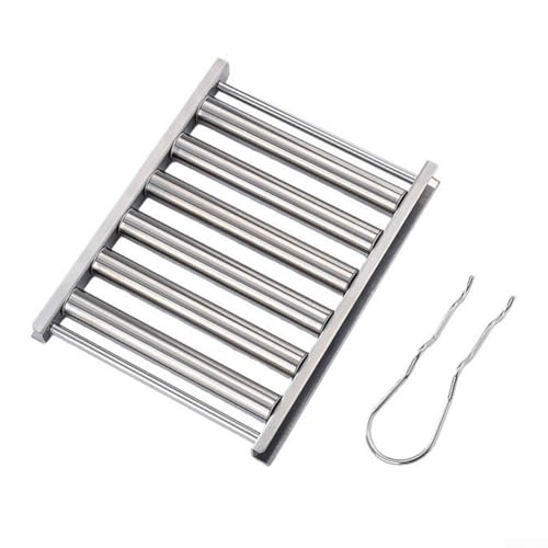 Hot Dog Roller Grillrost mit langem Griff aus Edelstahl für gleichmäßiges Garen und einfaches Wenden von Würstchen auf dem Grill (klein) von Emiif