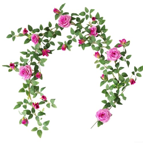 Lebendige künstliche Rosengirlande zum Aufhängen, perfekte Ergänzung für Ihre Hochzeit oder Heimdekoration (lila) von Emiif